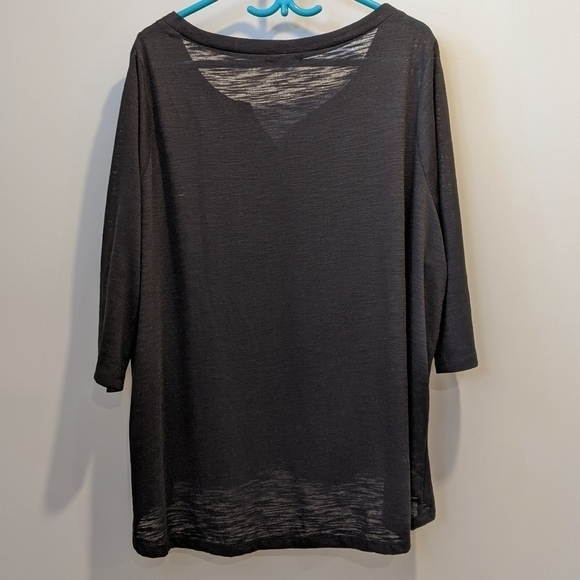 PENNINGTONS mblm black semi sheer top sz 3 - Picture 3 of 5